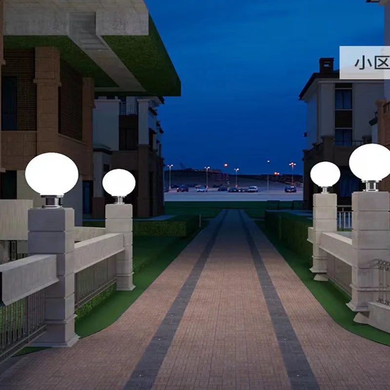 LED Round Ball Stainless Steel Solar Post Lamp Outdoor