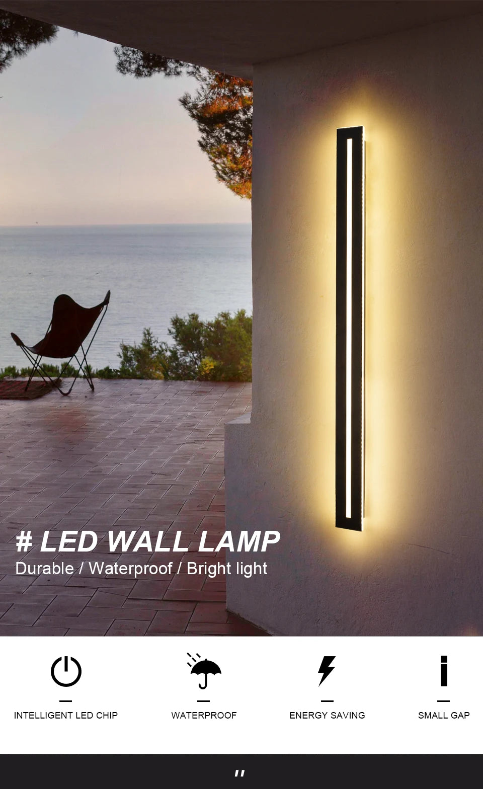 Waterproof IP65 LED Long Wall Sconce Lamp Garden Light