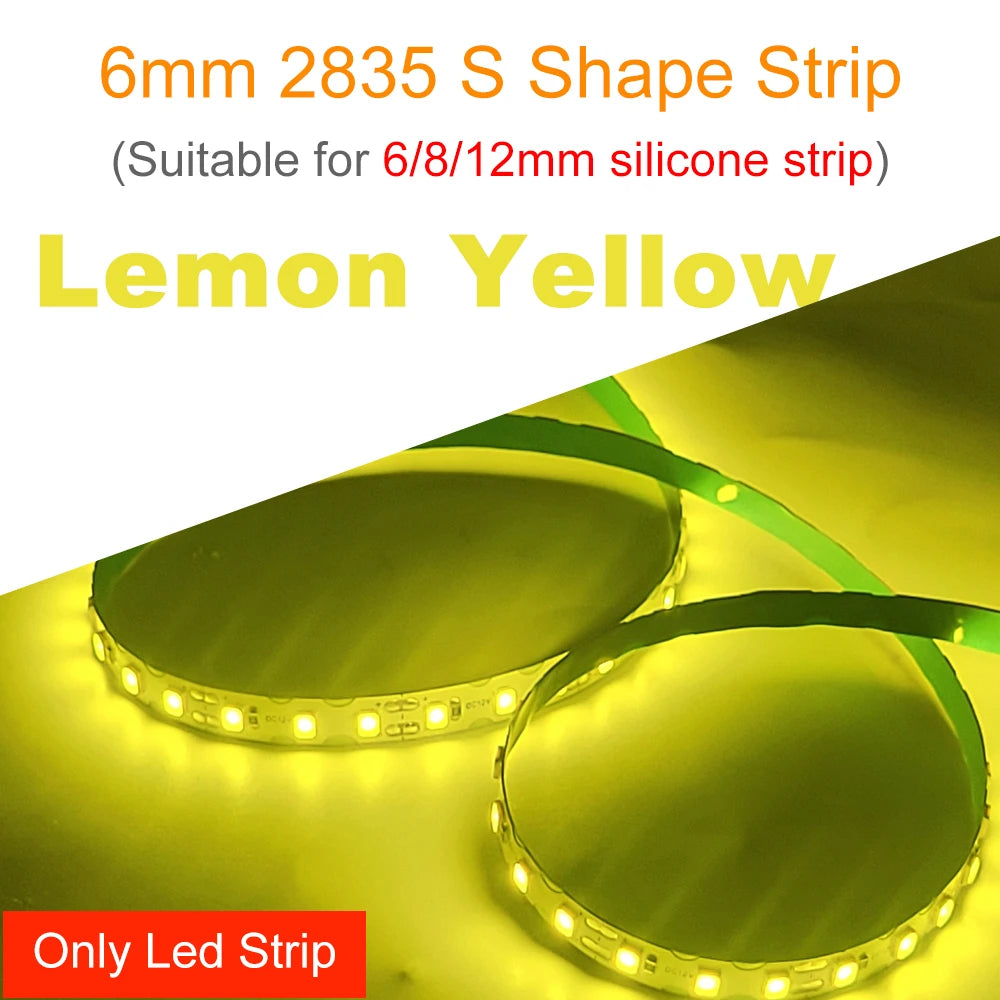 6mm Width DC12V 2835 S Shape LED Strip Flexible Foldable Tape Light