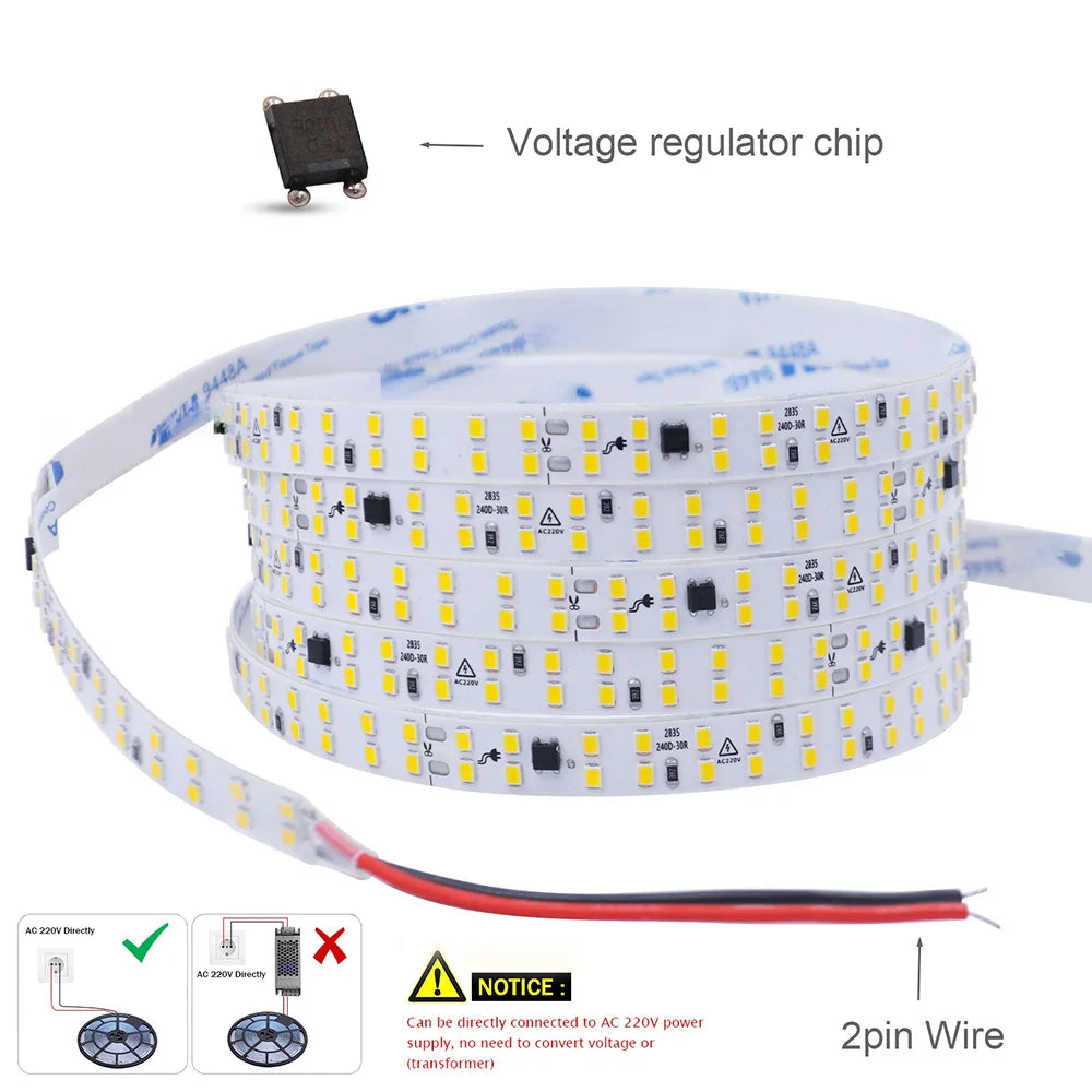 5m 10m 20m 50m Led Strip Light Adhesive Tape AC