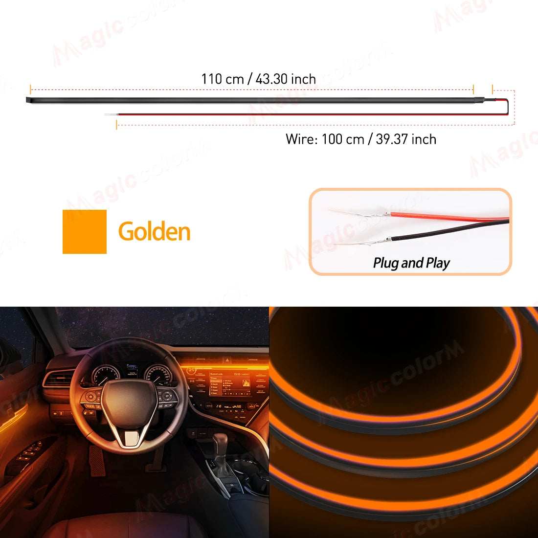 1.1M EL Wire Neon Ambient Light Car Interior Dashboard LED