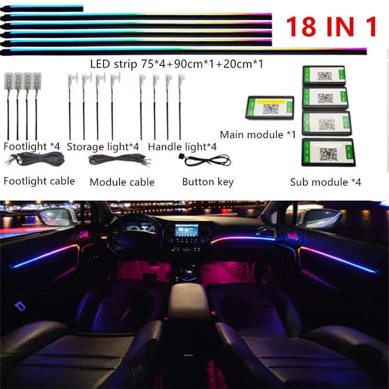 Universal Symphony Car LED Ambient Light 64 RGB Color Car Interior