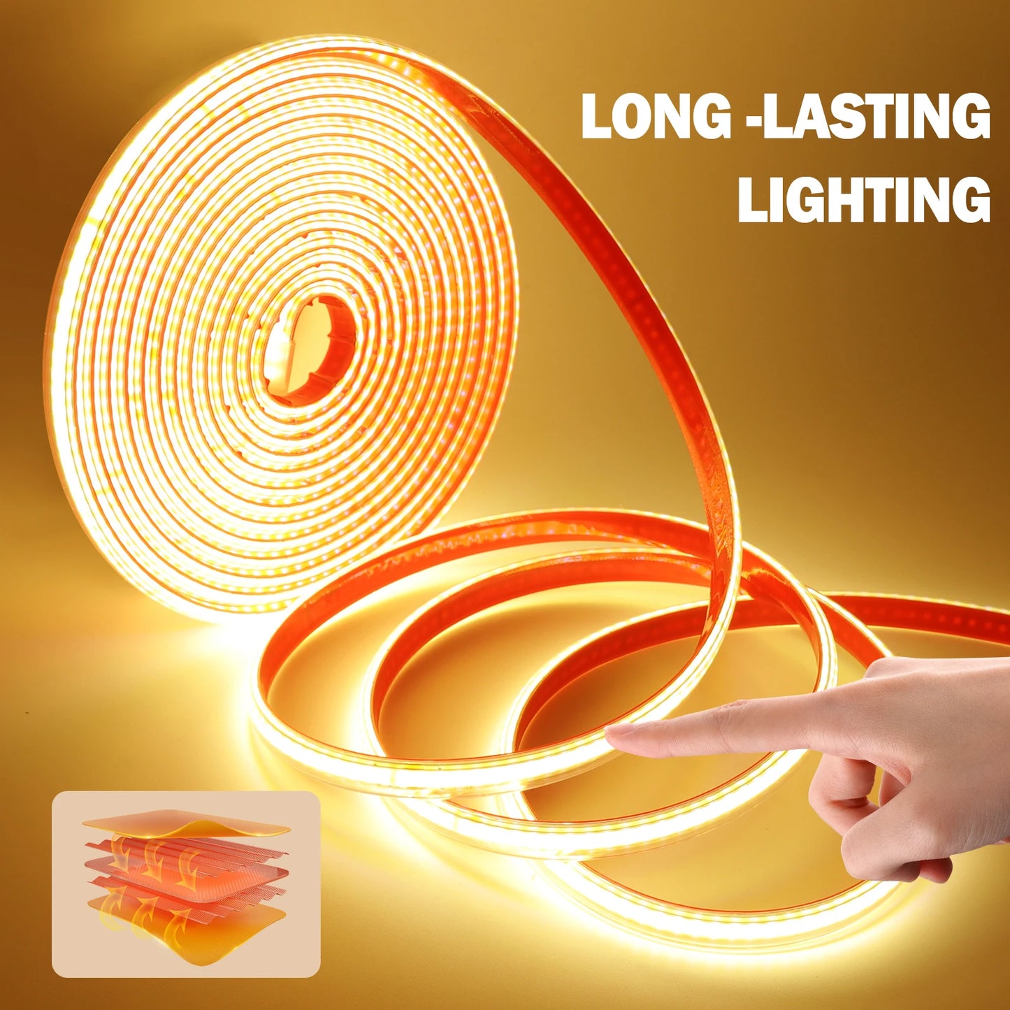 220V COB LED Strip IP65 Waterproof Flexible Tape Light
