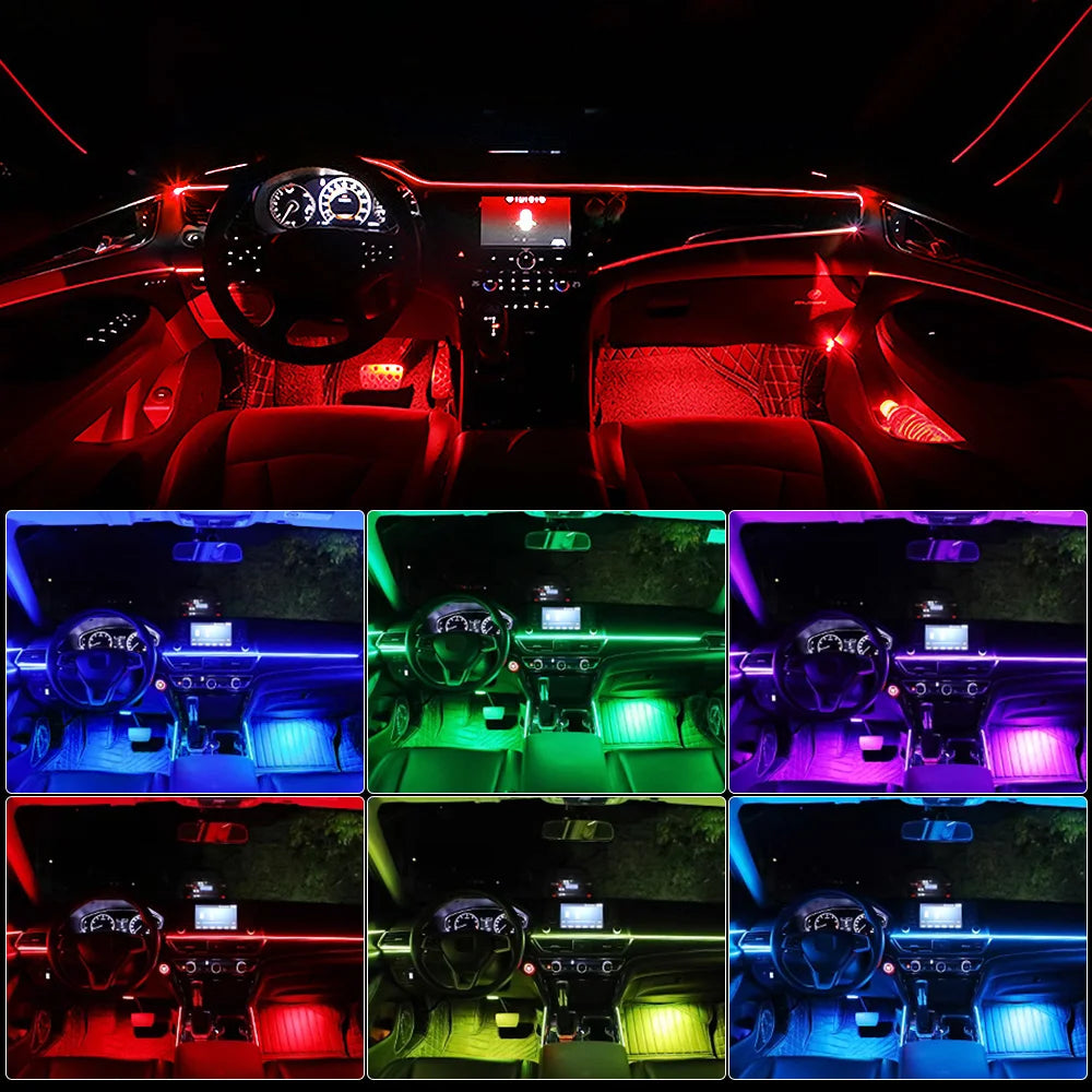 Led Car Ambient Lights App Control Optic Strip Acrylic Fiber