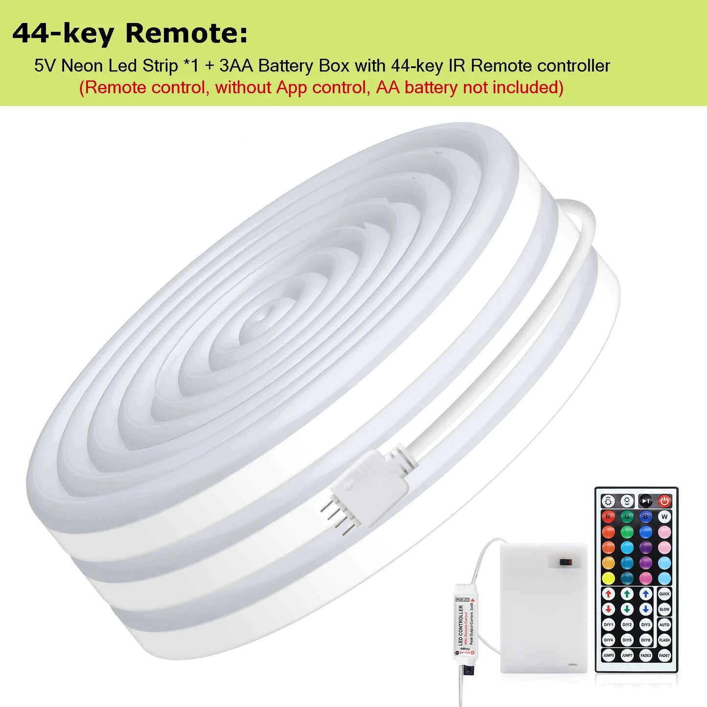 3AA Battery Powered 5V RGB Color-changing LED Neon Strip Light