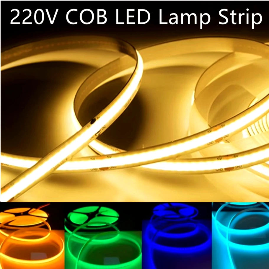 1-10m Multicolour Flexible COB LED Strip Light 220V Tape Light Smart