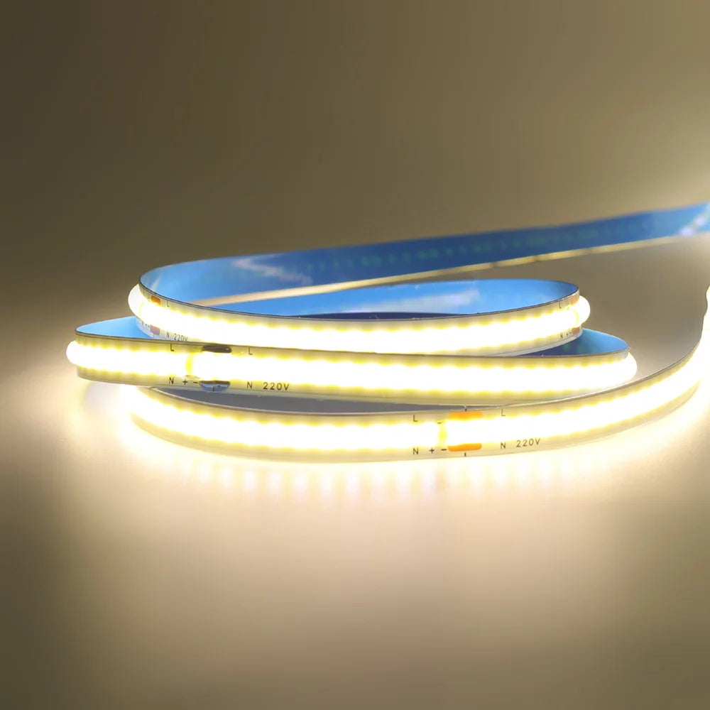 220V 110V COB LED 5m 10m 20m 50m Strip Light 2pin Power Kit