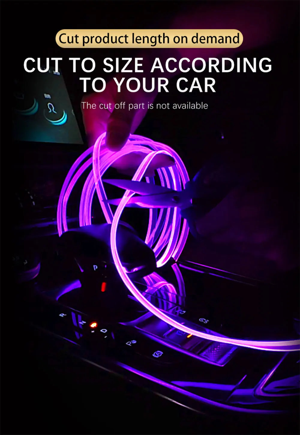 Car RGB LED Ambient Light Strip USB Fiber Optic Atmosphere