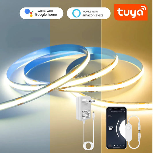 Smart TUYA WiFi COB Strip Light High Lumen Support Alexa