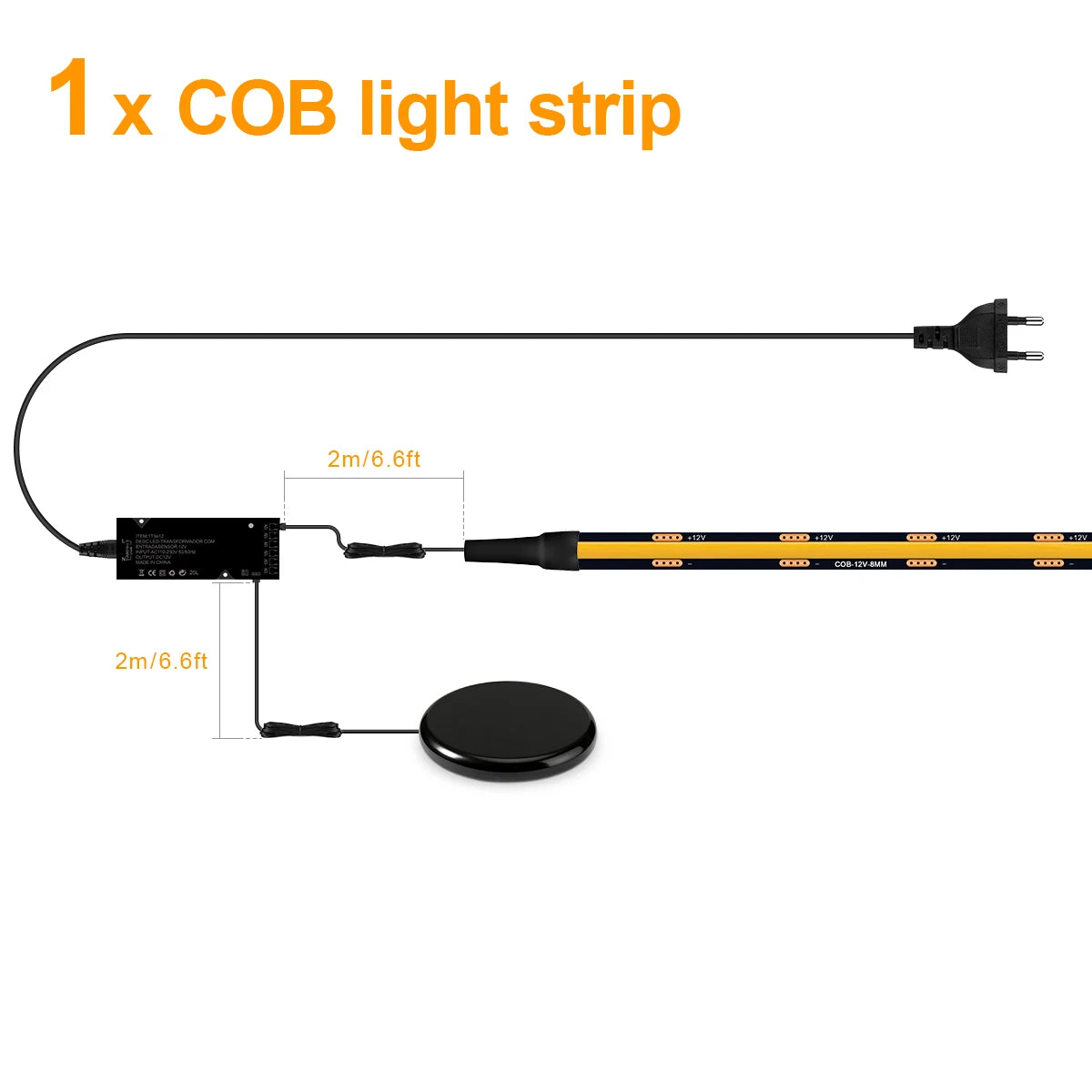 Touch Dimmable Black PCB LED Strip Light COB Tape