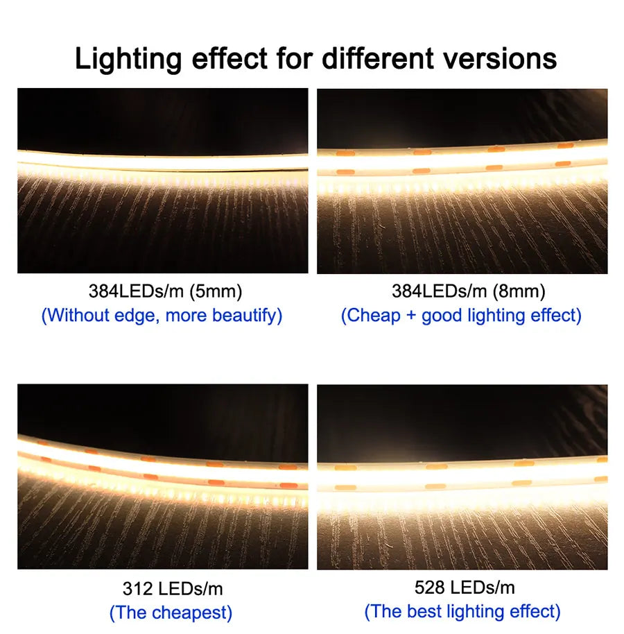 FOB COB LED Strip Lights  Flexible Dimmable LED Tape