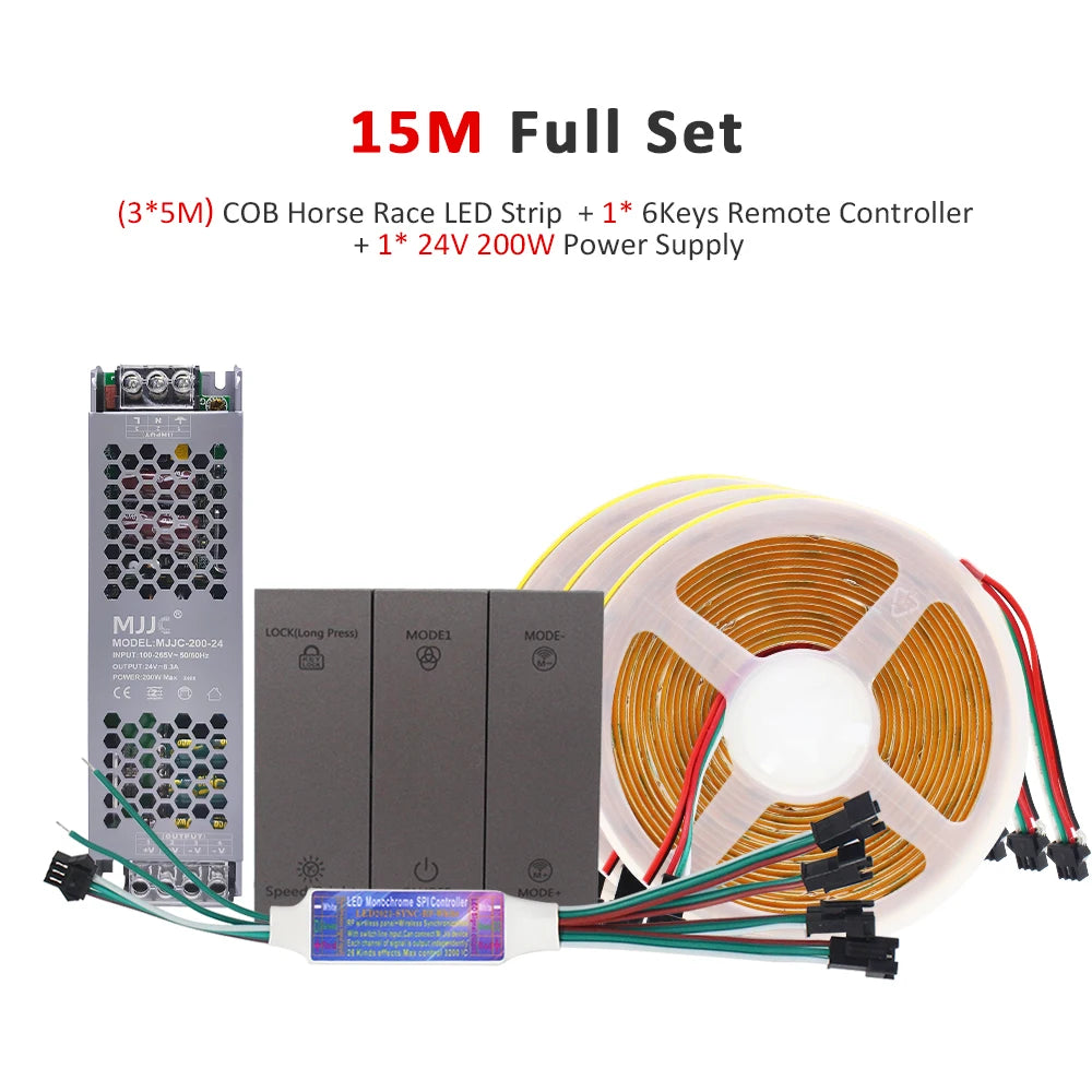 24V Horse Race Running Water Strip Light COB Flexible Ribbon