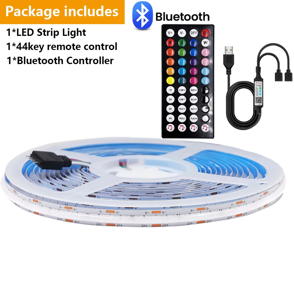 DC 5V USB RGB COB Light Strip 576LED/M Bluetooth APP 3key Controller