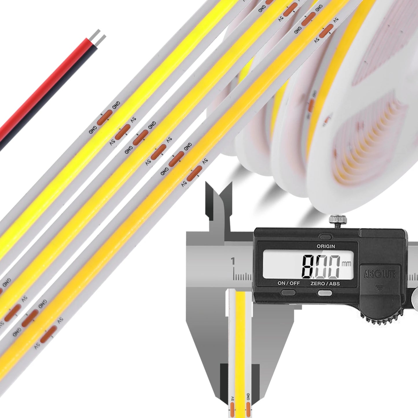 COB LED Strip 5V 12V 24V 320LEDs Flexible LED Tape