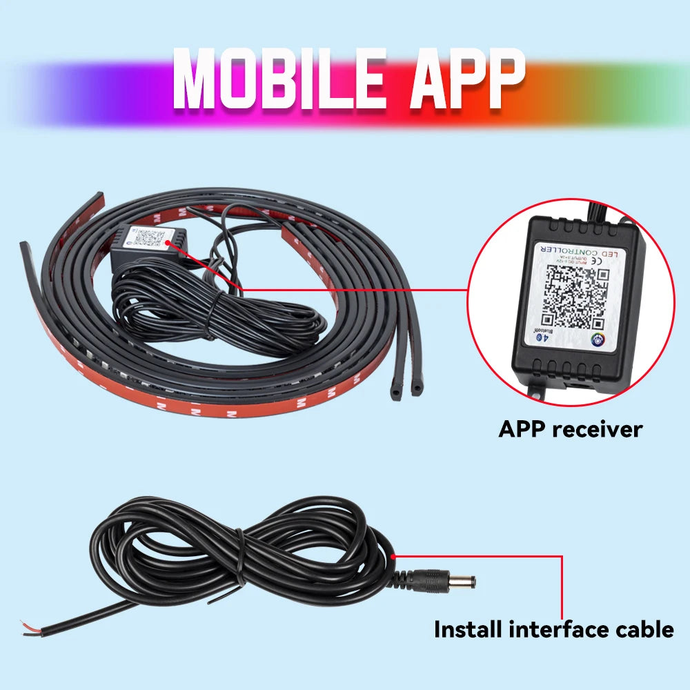 Car Charssis Flexible LED Strip Light LED Underbody APP Control
