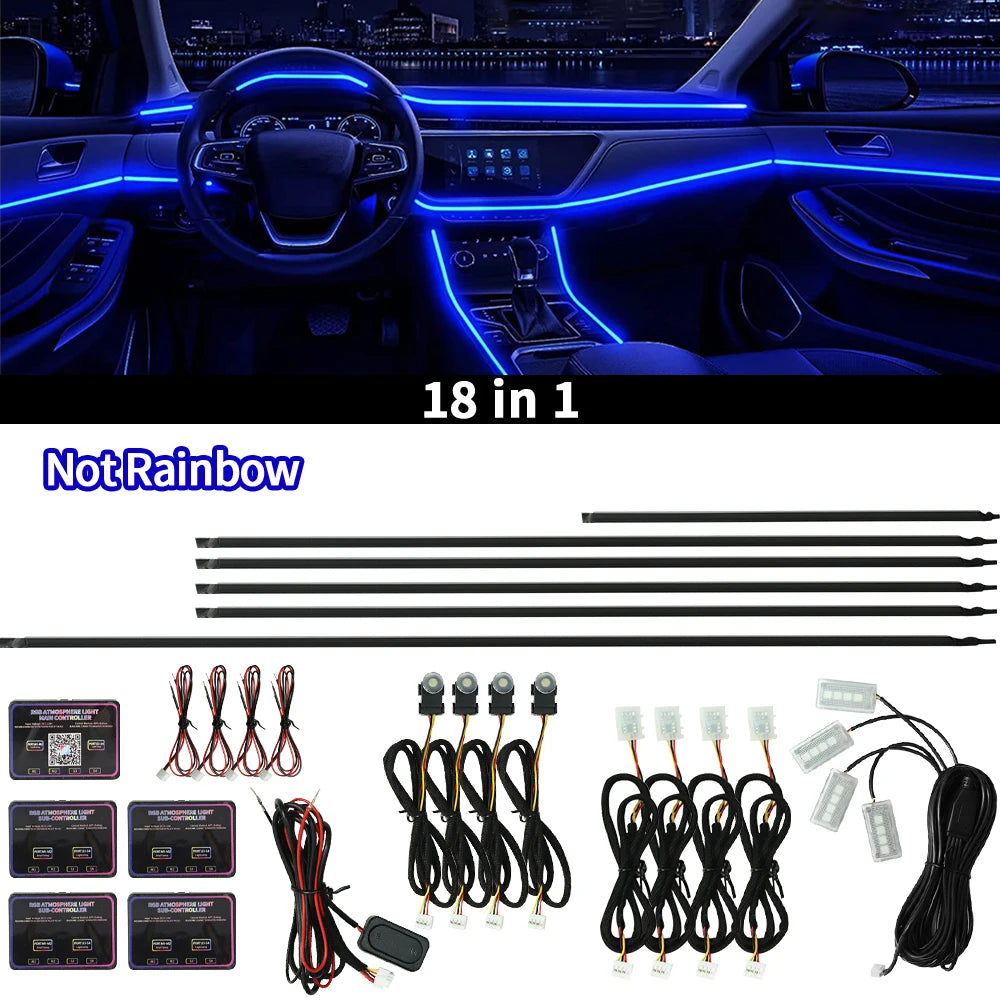 18 in 1 Car Ambient Light For BMW 64 Colors RGB LED Neon Strip
