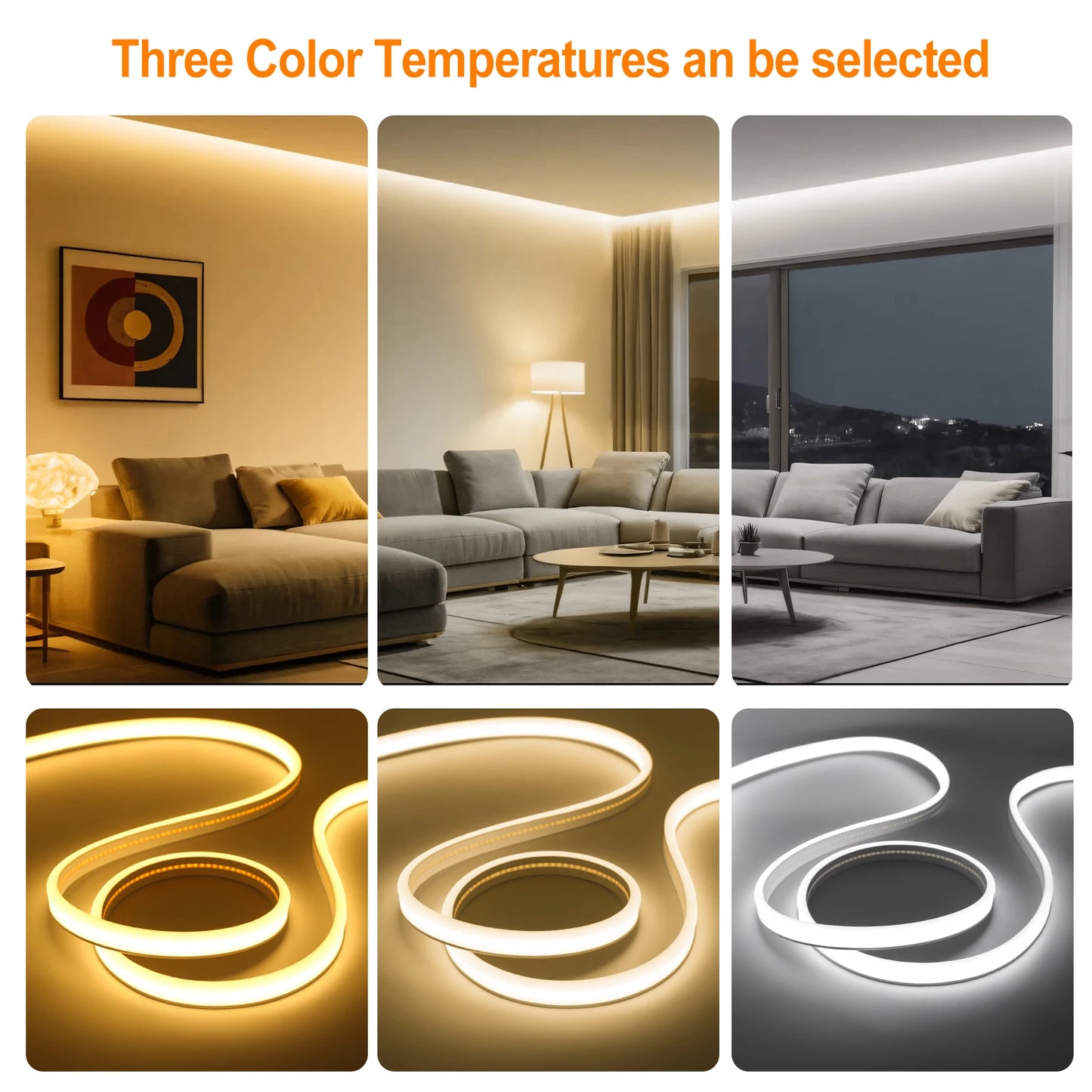 DC 24V COB Solar Neon Light Strips 320LEDs 480LEDs Lighting