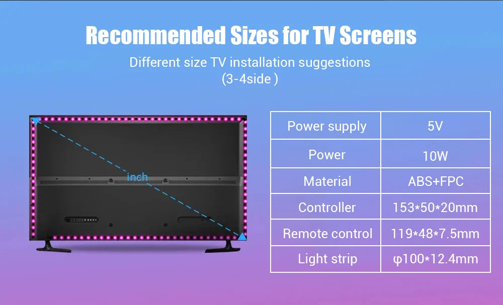 LED TV Led Backlight RGBIC USB Strip Light with AR Color