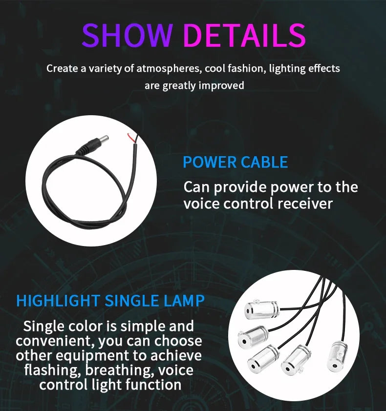 Car Ambient Decoration Lamp RGB Fiber Optic Neon Strip