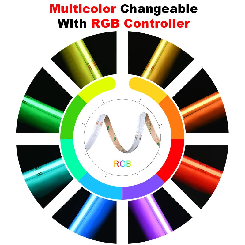 RGB COB LED Strip 576 LEDs/m High Density Flexible Dimmable