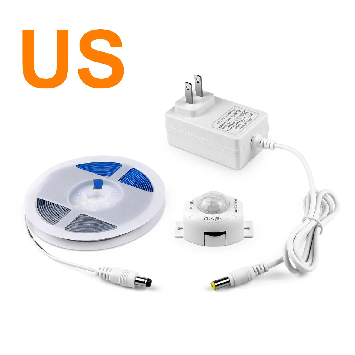 Waterproof 2835 LED Strip with 110V 220V to 12V EU US Power Adapter