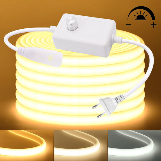 COB LED Strip Light With EU Switch/Dimmer Plug