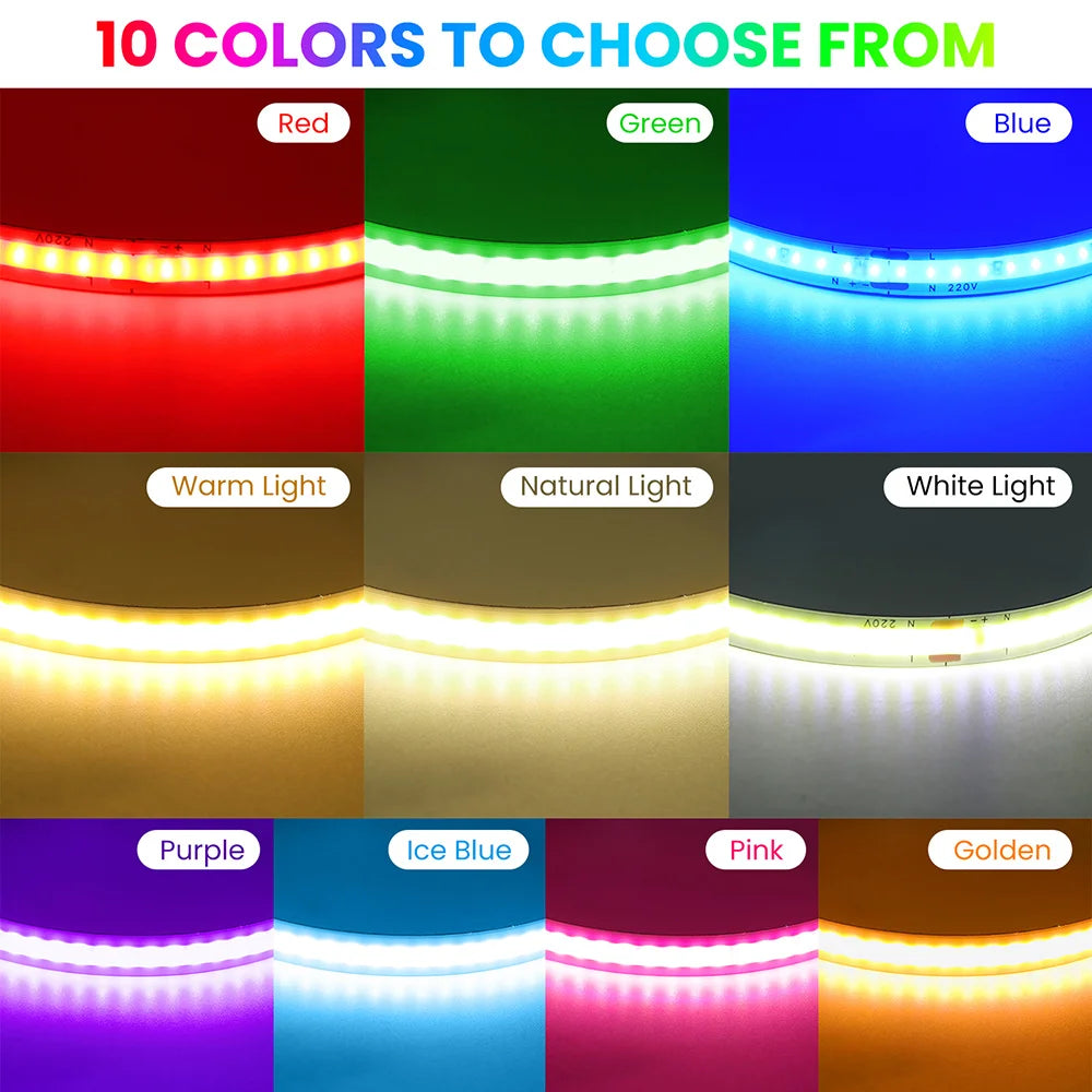 Led Strip COB 220V High Brightness Flexible Light Tape