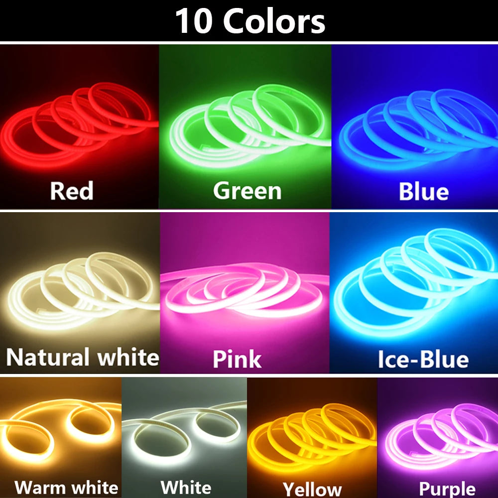 220V COB LED Neon Strip Light Switch ON/OFF EU Plug