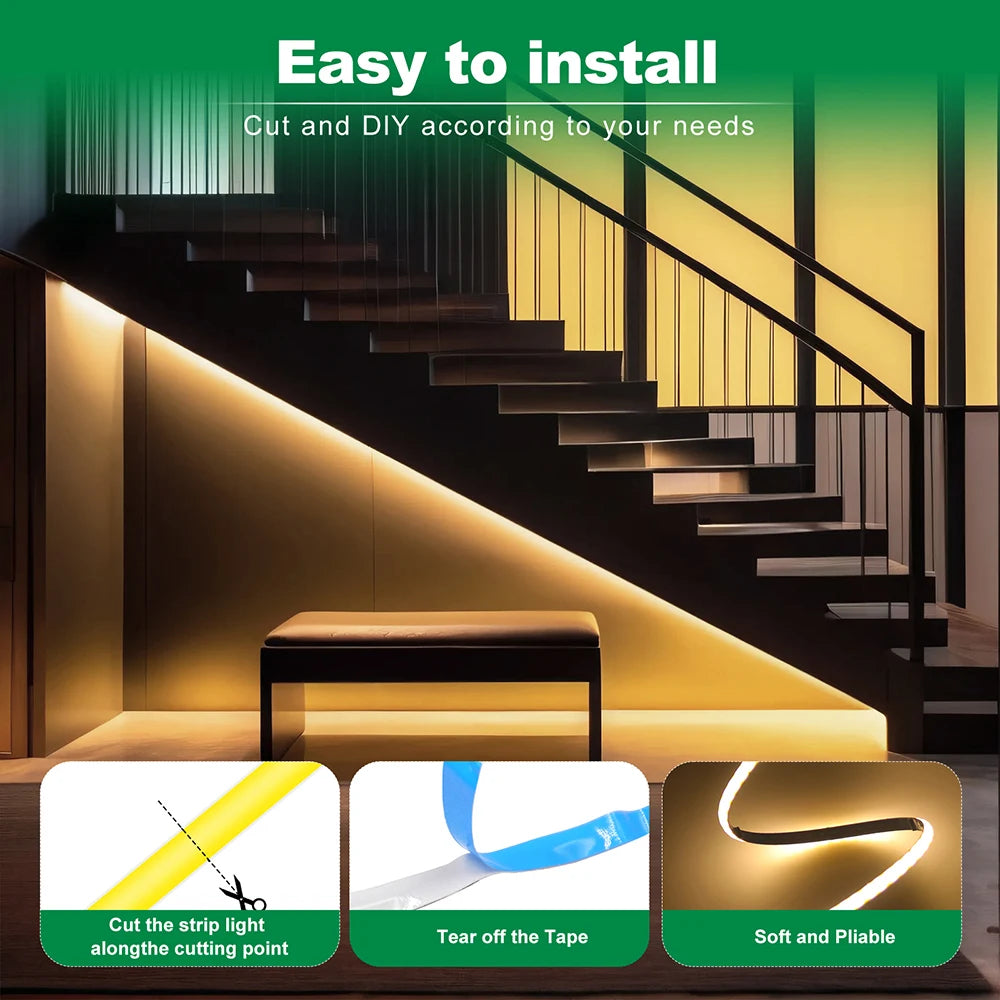 5V 3mm 5mm 8mm COB LED Strip Lights USB Motion Sensor