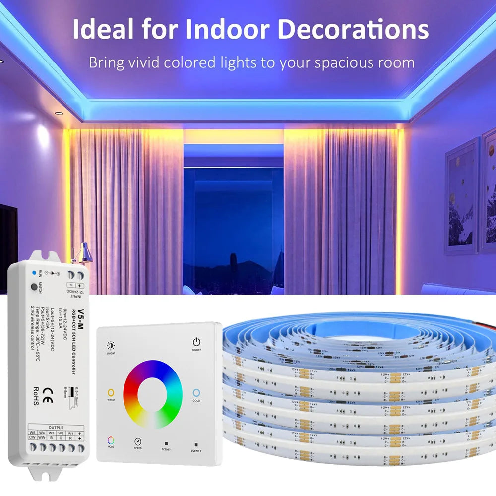 COB RGB+CCT LED Strip Flexible Dimmable Room Liner Light