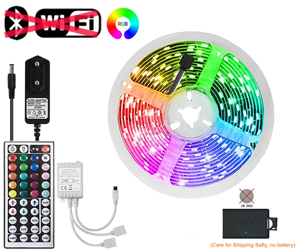 WiFi LED Strip Lights 5-30M 220V 110V RGB 5050 Tape Lamp
