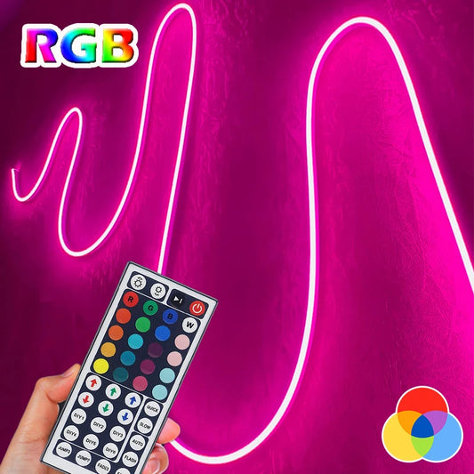 RGB LED Neon Lights with 44Keys Remote Flexible Neon Strip Lights