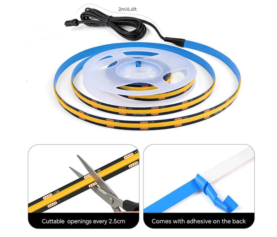 Touch Dimmable Black PCB LED Strip Light COB Tape