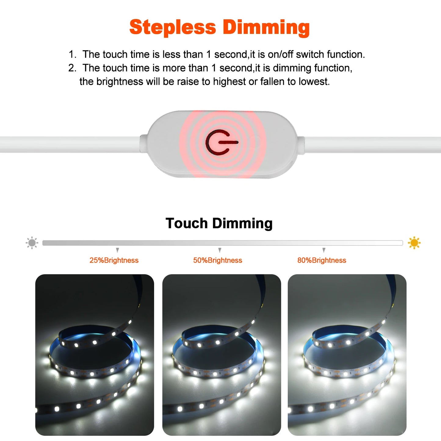 USB LED Strip Light DC5V 2835 With Dimmer/ON OFF Switch