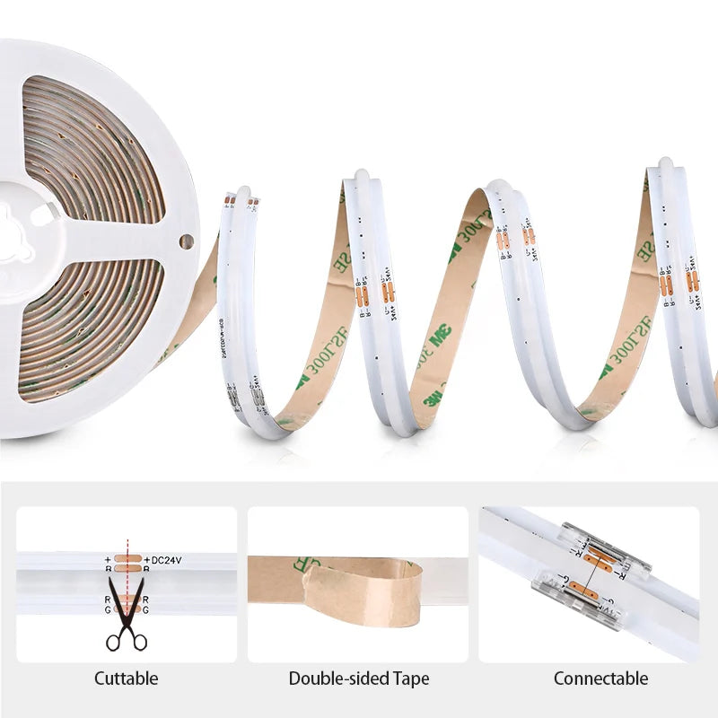 RGB COB LED Strip 576 LEDs/m High Density Flexible Dimmable