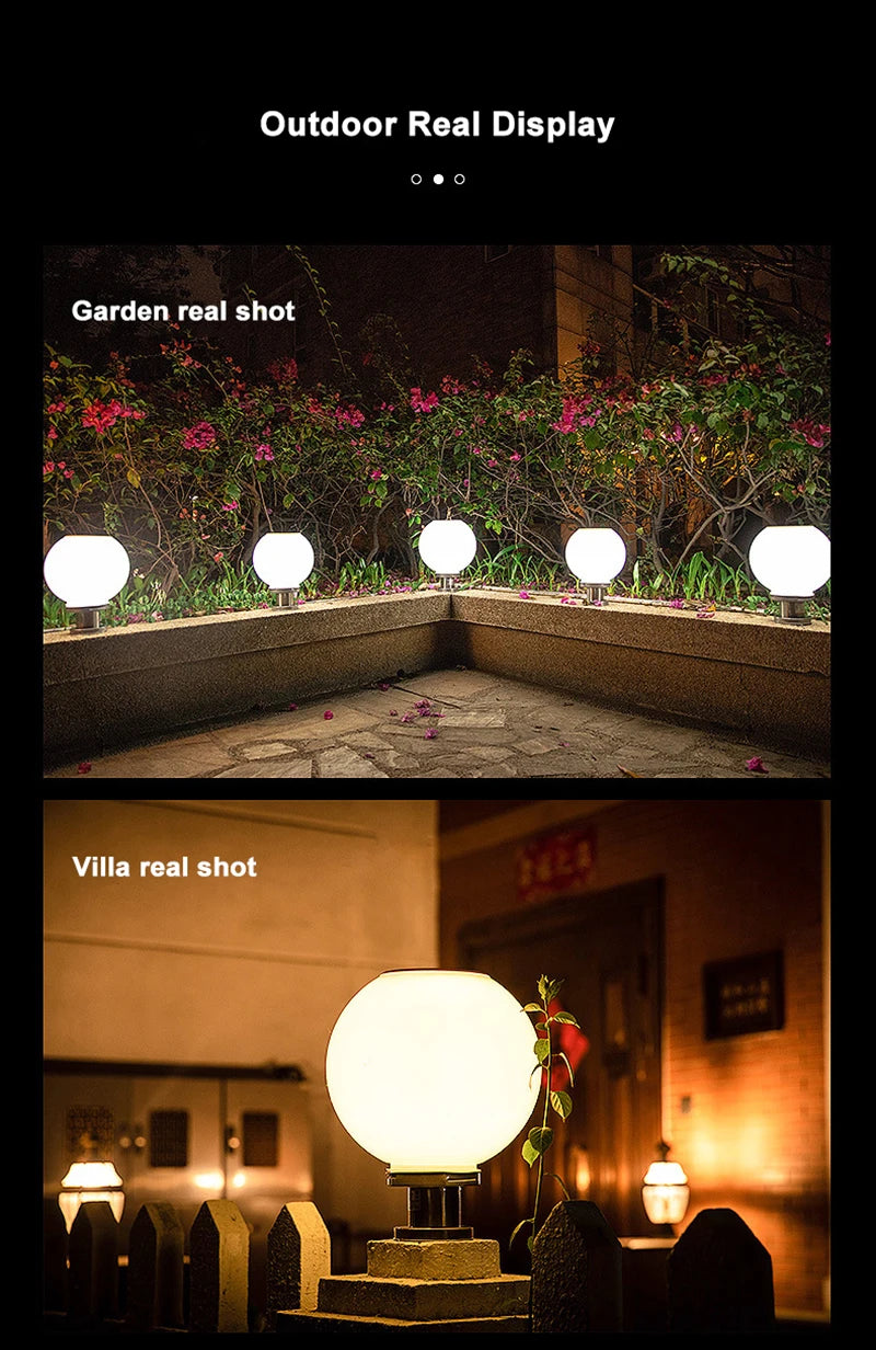 40CM LED Solar Column Head Light Courtyard Corner Light