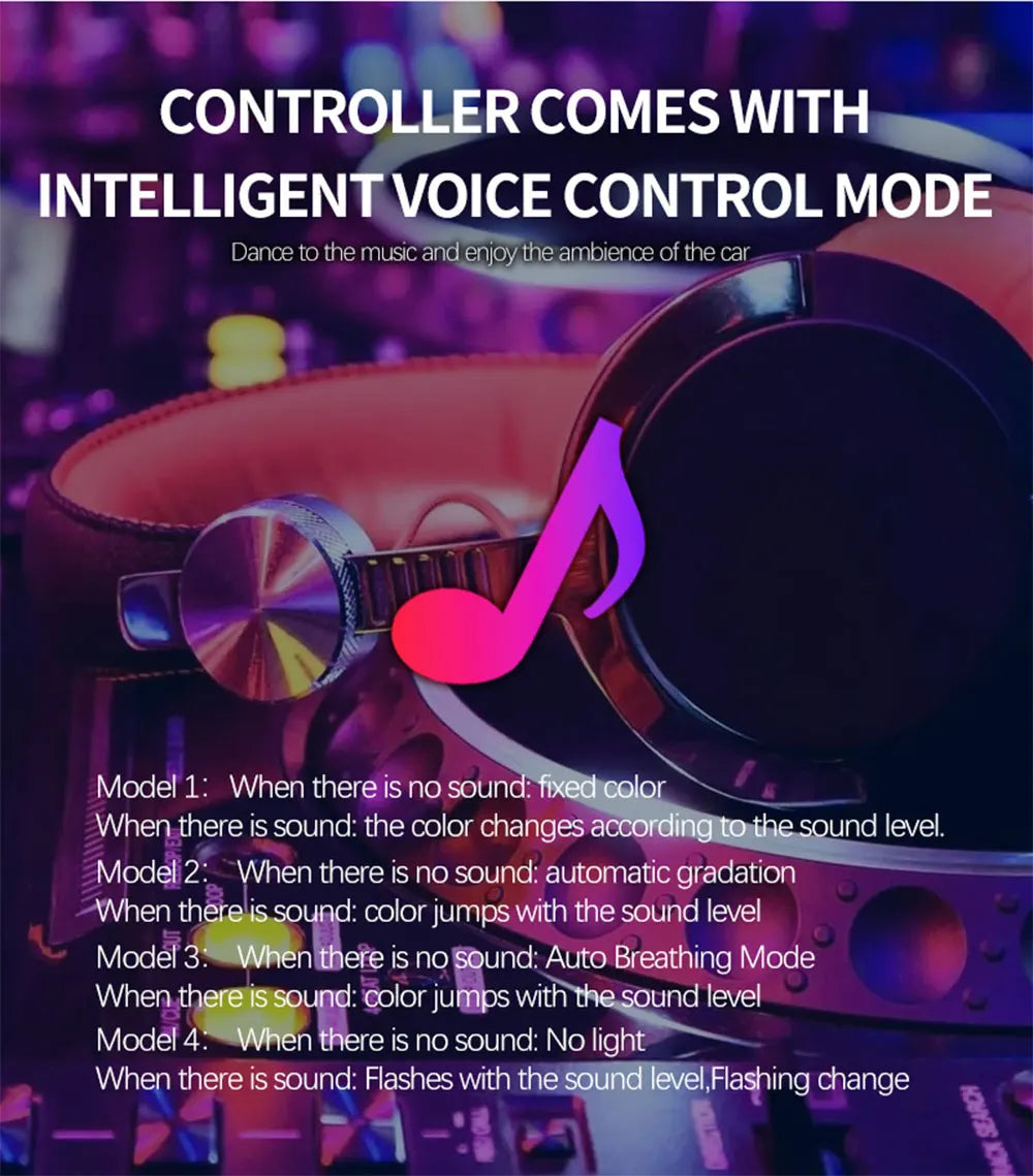 Car RGB LED Ambient Light Strip USB Fiber Optic Atmosphere
