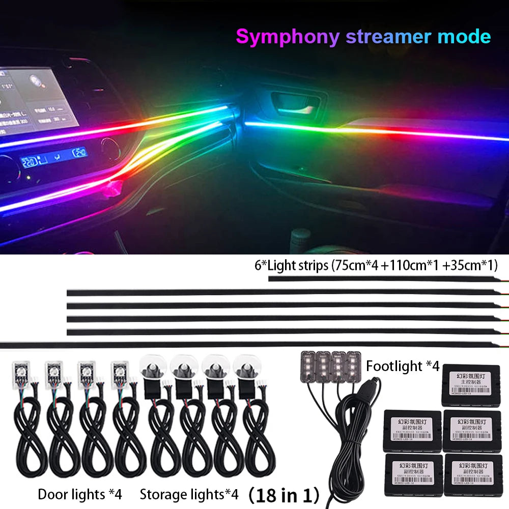 18 in 1 Newest Hidden Car LED Ambient Light Smoke