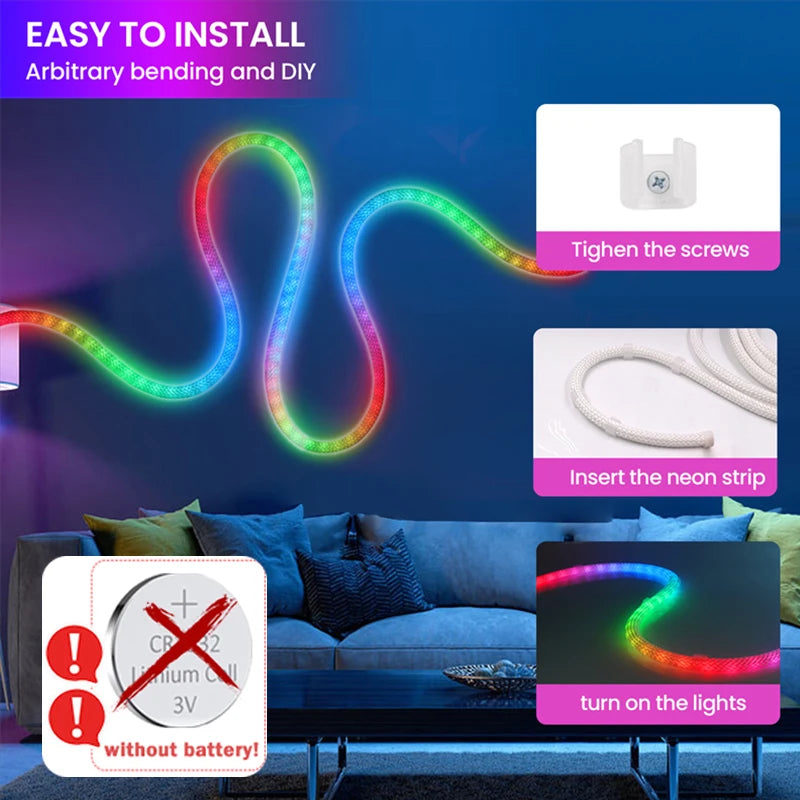 360 Degree Round Reticulate Neon LED Strip with Remote Control