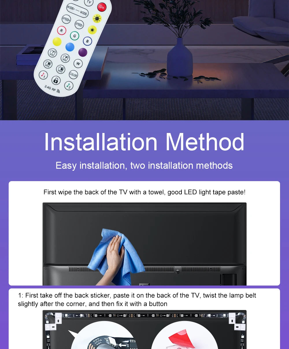 Immersion TV Backlights with Camera, Smart Ambient TV Strip Light