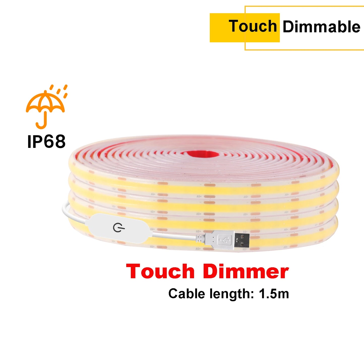 IP68 Waterproof USB COB LED Strip Light 5V 320LEDs