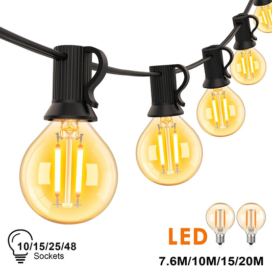 G40 Decoration Outdoor LED String Lights Amber Glass Bulb