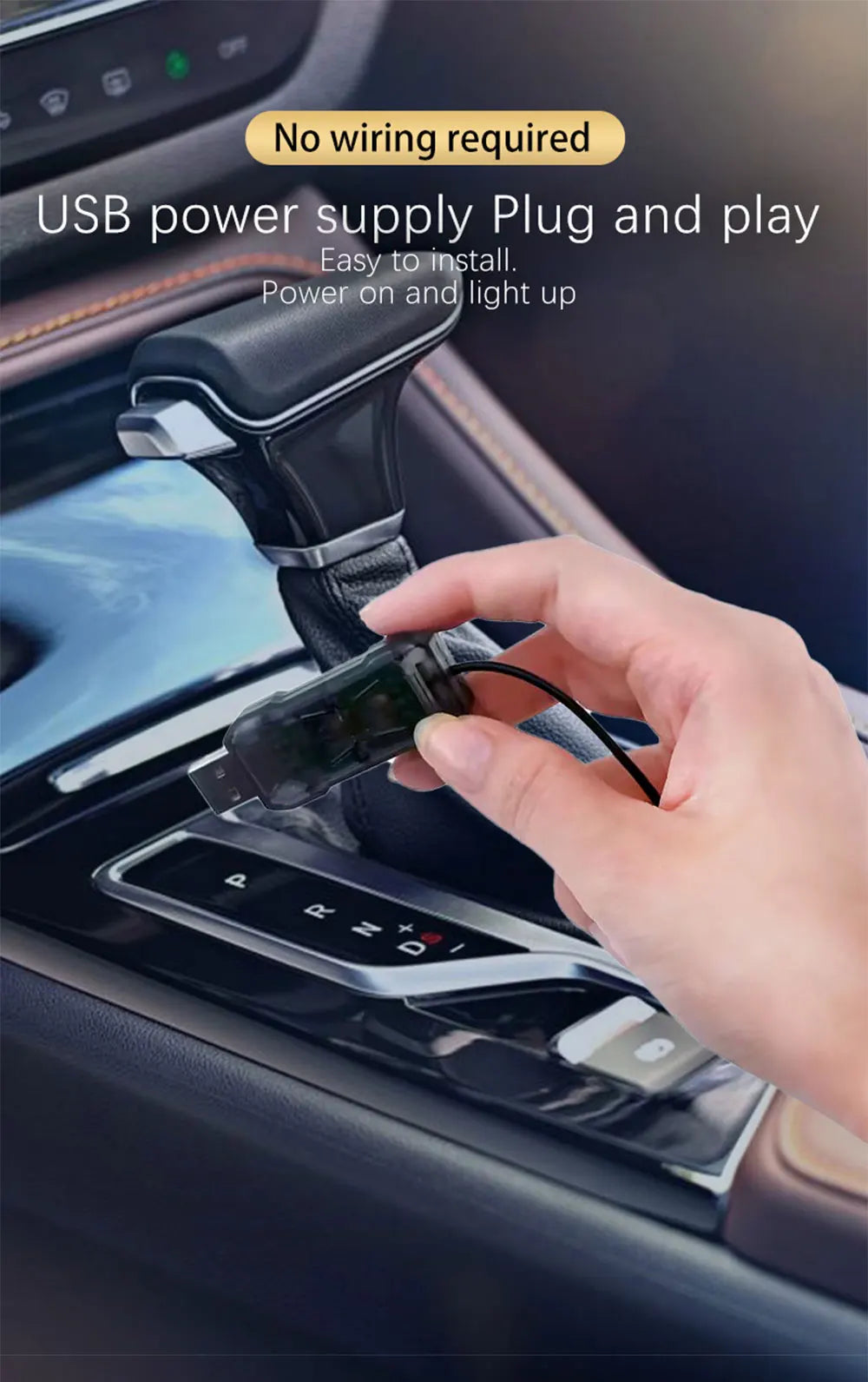 Car RGB LED Ambient Light Strip USB Fiber Optic Atmosphere