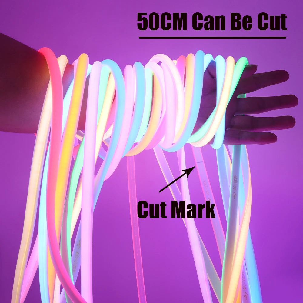 220V COB Strip Waterproof Home Decor Outdoor Flexible LED Light