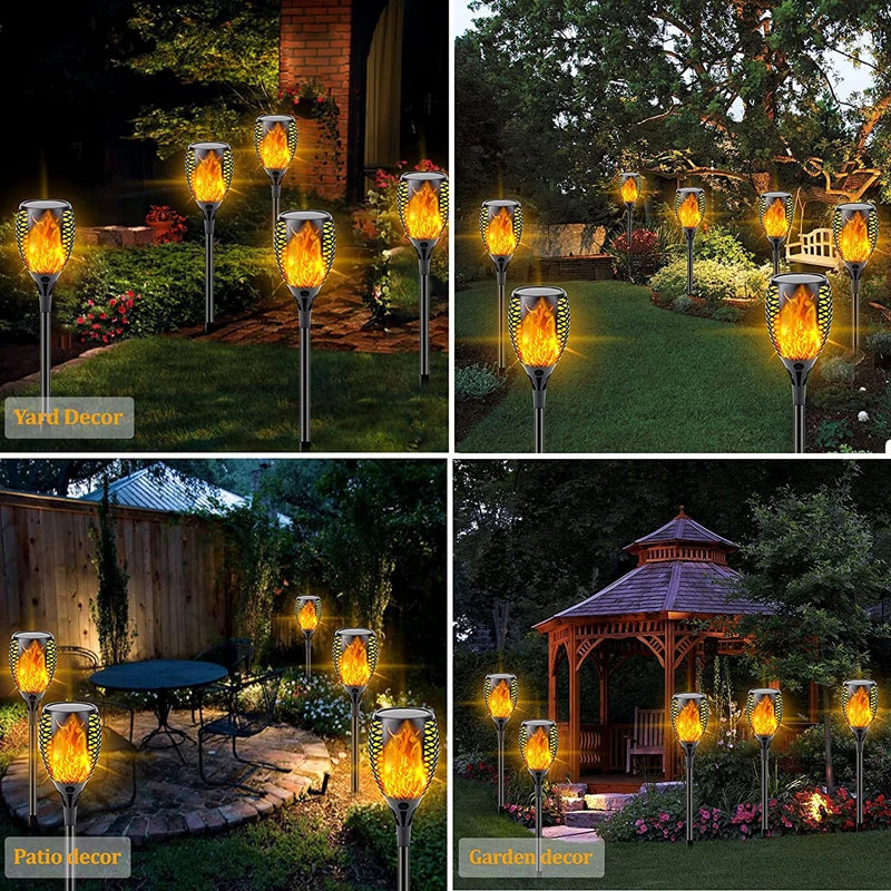 100 LED Solar Garden Decor Torch Light Flickering Flame