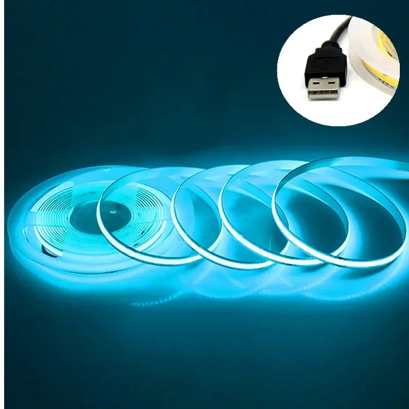 5V USB COB Lamp Strip 320LEDs/M White/Red/Pink/Ice Blue/Yellow Cabinet Light Lamp