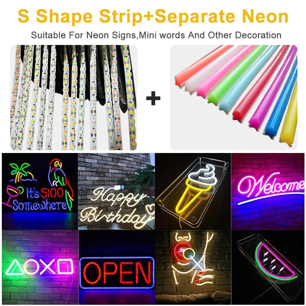 DC5V S Shape 2835 SMD LED Strip 6mm Width Bendable String Light
