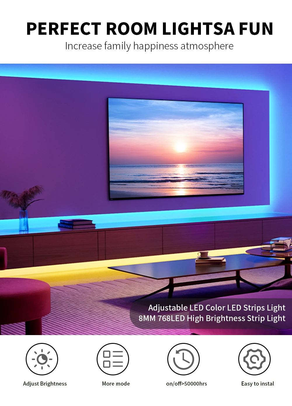 DC12V/24V RGBW COB LED Strip Light 8mm Ultra-Narrow