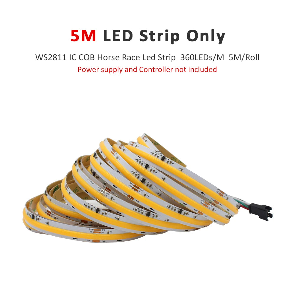 24V Horse Race Running Water Strip Light COB Flexible Ribbon