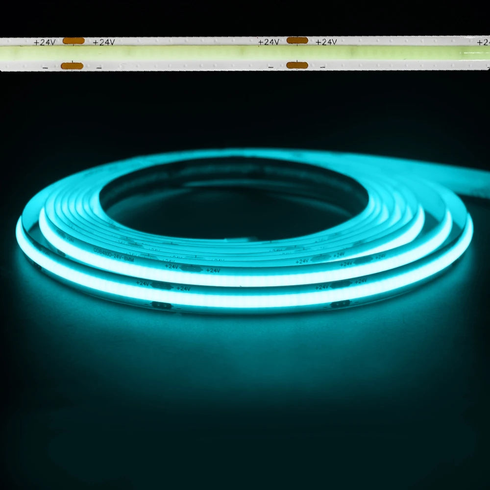 DC 24V Colour COB LED Strip Lights For Room 8mm 480LED/m High Density